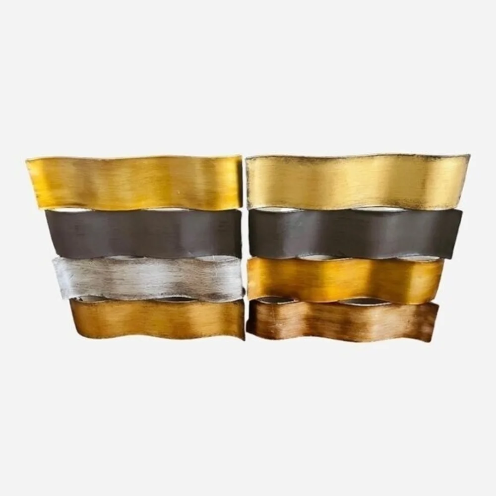 Set of 2 Metal Square Wall Frames Wavy Design 13.5x13.5 Modern Home Decor Accent